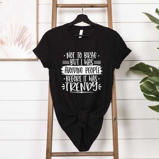 Avoiding People Before it Was Trendy T-shirt hanging in black