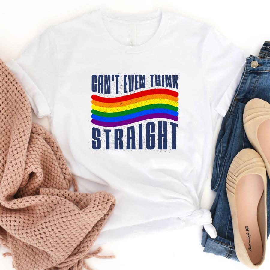 Can't Even Think Straight T-Shirt Flat Lay in White