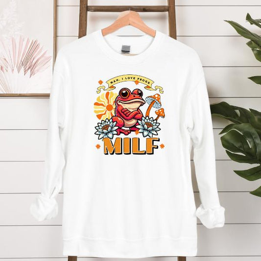 MILF - Man I love frogs - Sweatshirt hanging in white