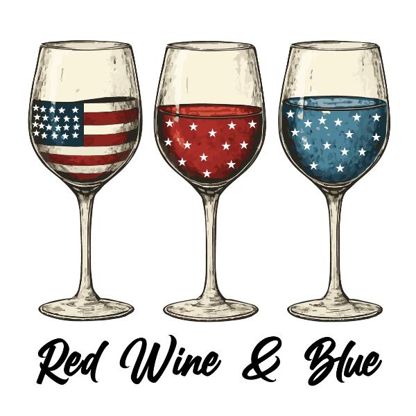 Red Wine and Blue T-Shirt Design