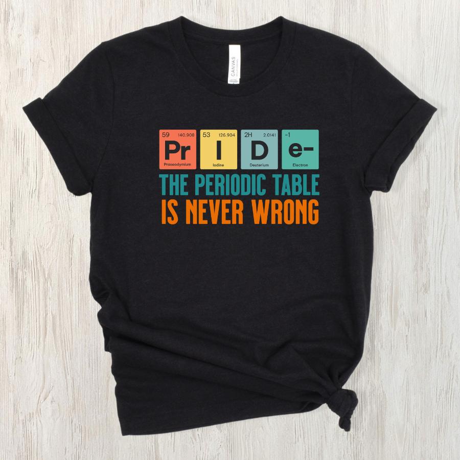 T-shirt_-_Pride_Periodic_Table_Flat Lay_in_Black