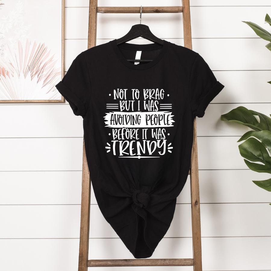 Avoiding People Before it Was Trendy T-shirt hanging in black