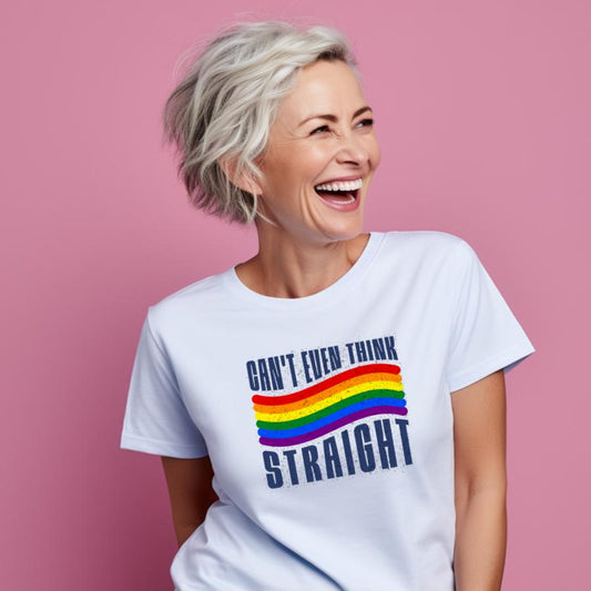 Can't Even Think Straight T-Shirt Model in White