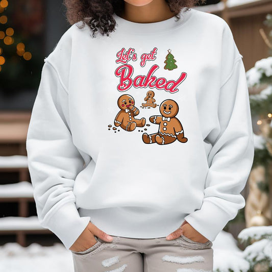 Let's Get Baked Sweatshirt Model in White 
