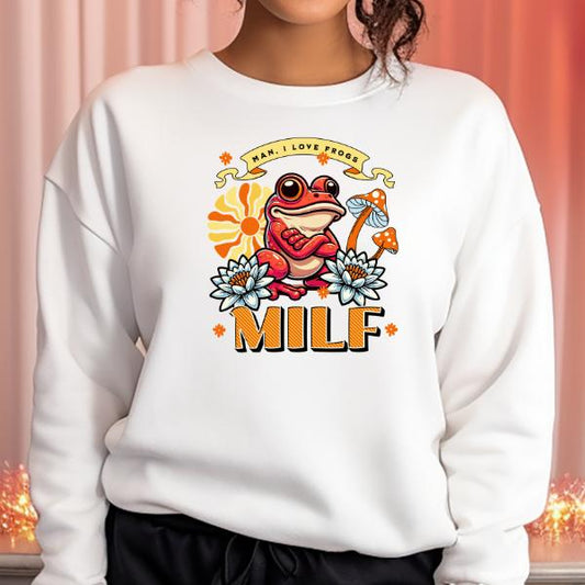 MILF - Man I love frogs - Sweatshirt model in white 