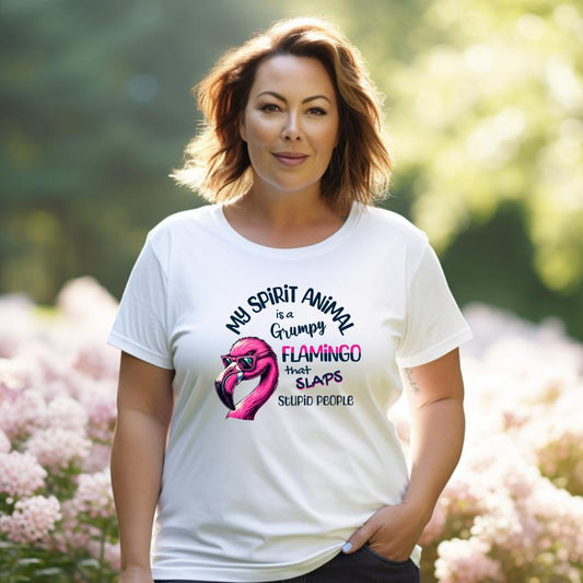 My Spirit Animal is a Grumpy Flamingo T-Shirt in White