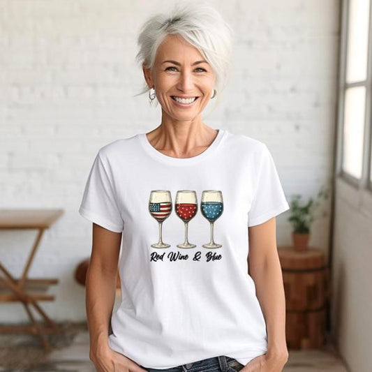 Red Wine and Blue Fourth of July T-Shirt 
